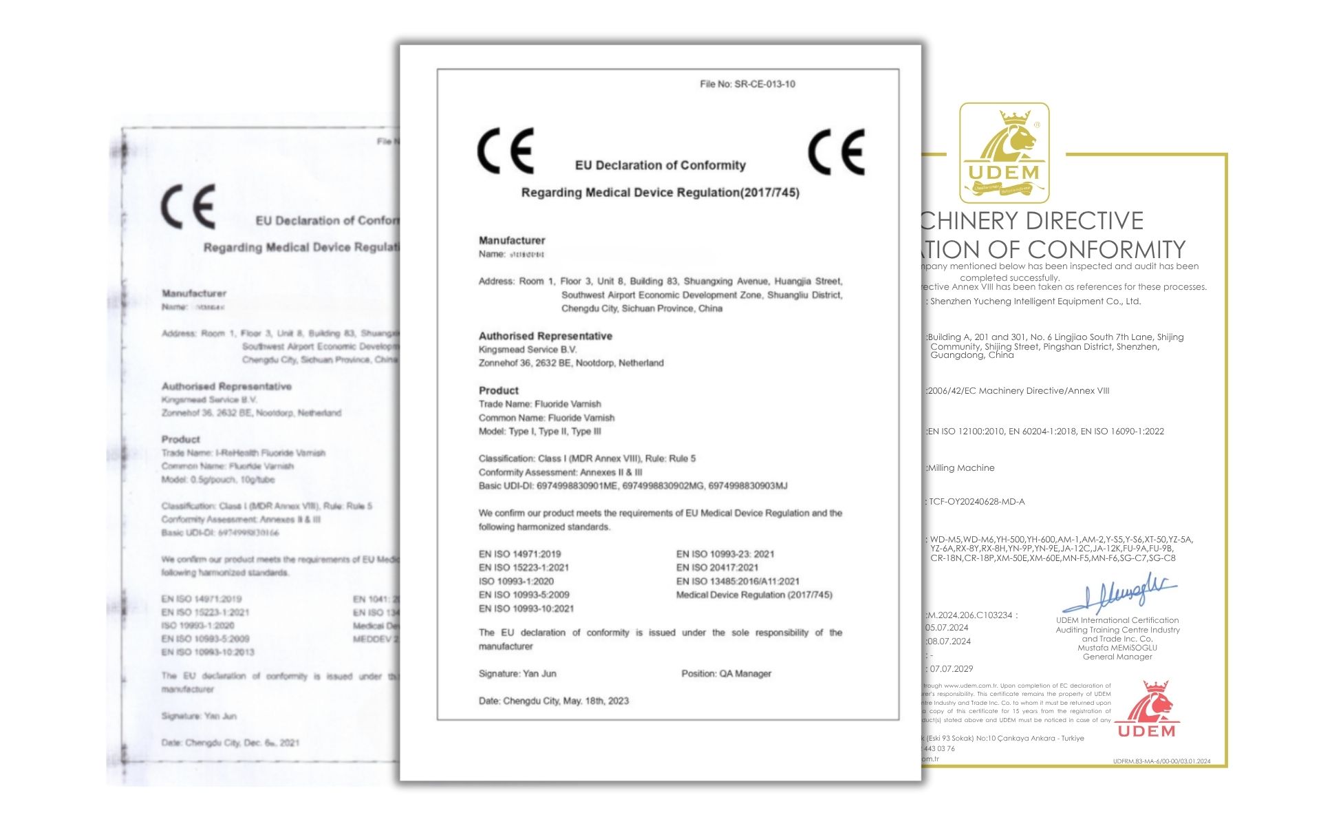 Product documentation and certificates